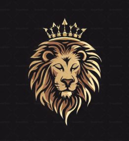 Majestätischer Löwe und Krone